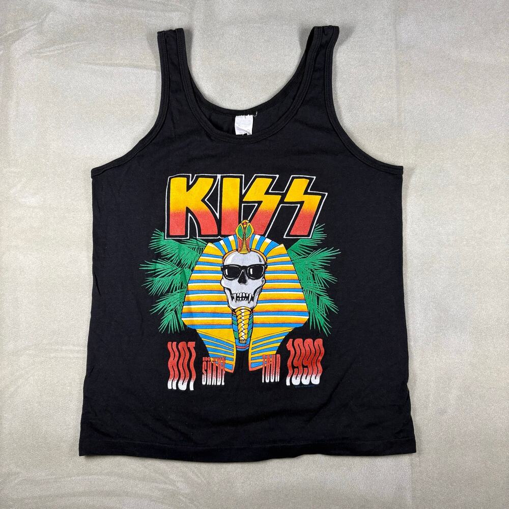 KISS Hot In The Shade Tour 1990 Tank Top Black Graphic Shirt Mens Large